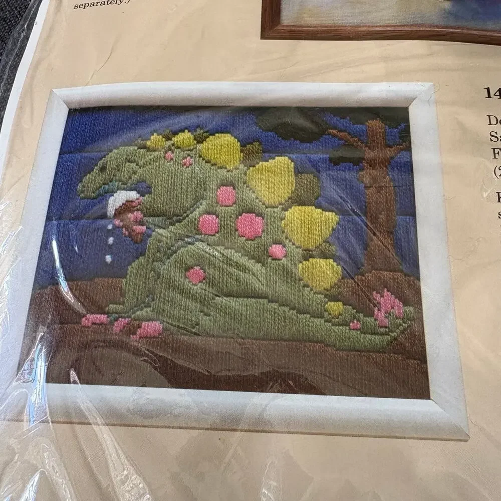Stegosaurus 1435 Vintage Stamped Needlepoint Kit by The Creative Circle - 1988